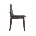 Black genuine leather Ventura armless dining chair